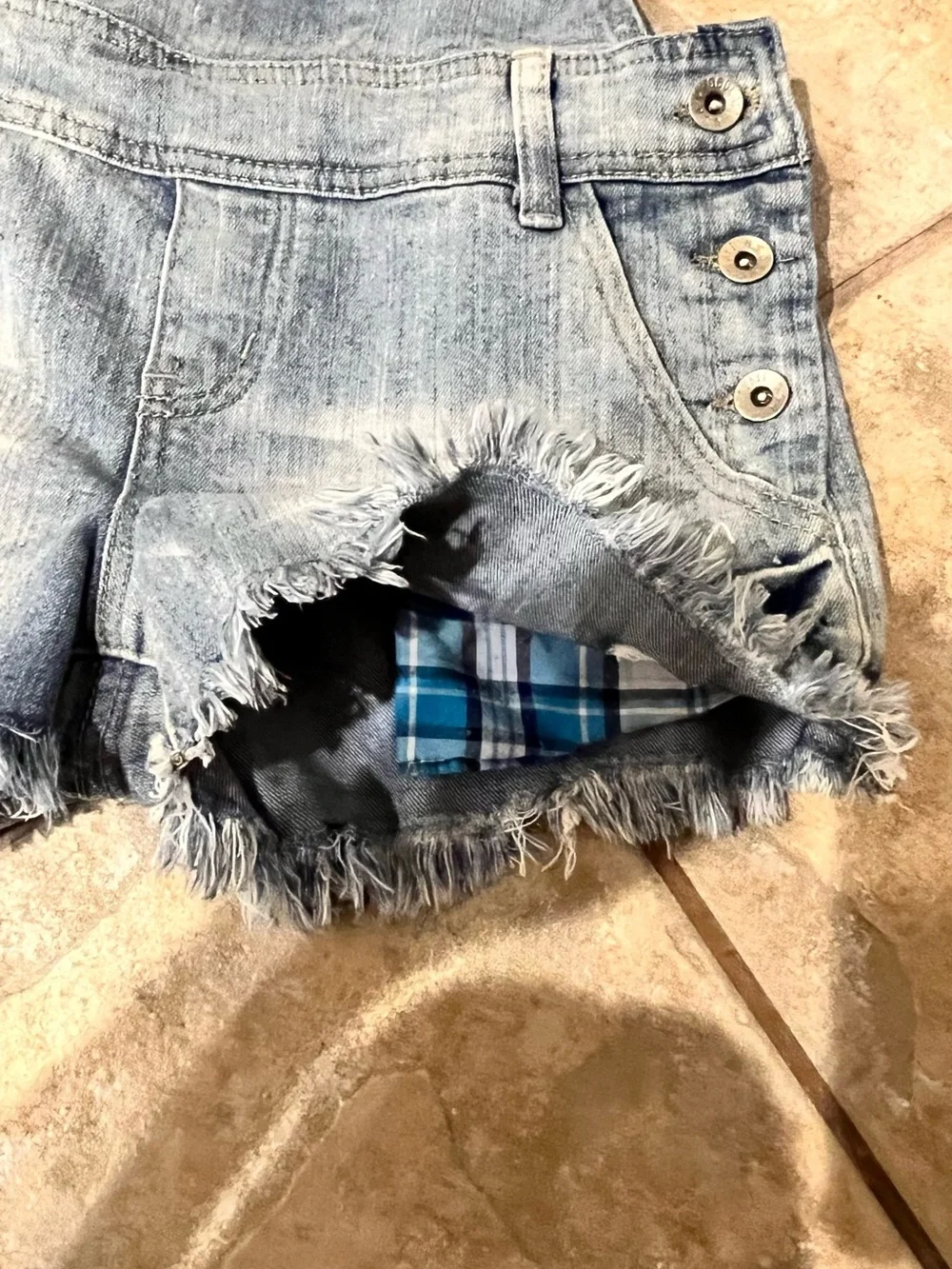 Light Wash Denim Short Overalls